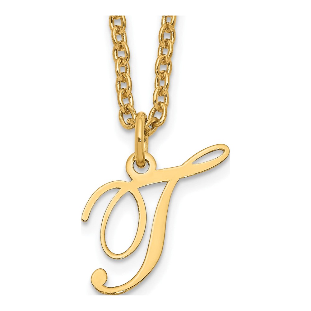Sterling Silver Gold-Plated Letter T Necklace
