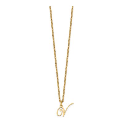 Gold-Plated Sterling Silver Letter V Necklace – view 3
