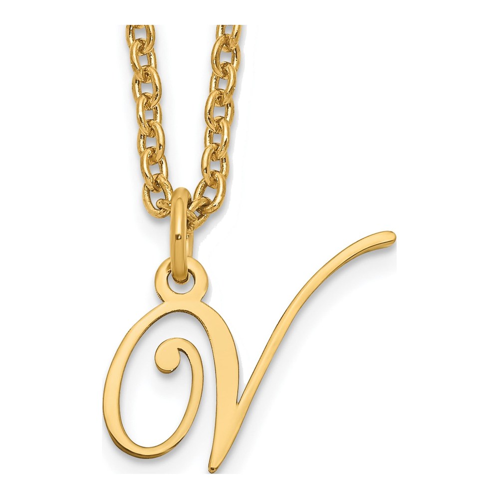 Gold-Plated Sterling Silver Letter V Necklace