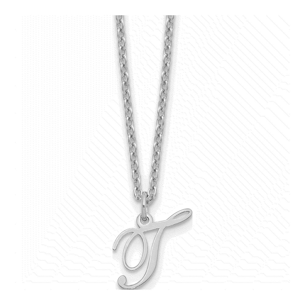 Sterling Silver Letter T Initial Necklace, 18"