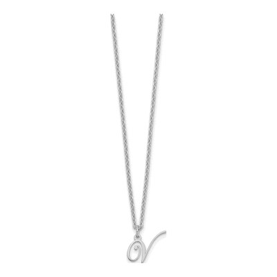 Sterling Silver Letter V Necklace – view 3