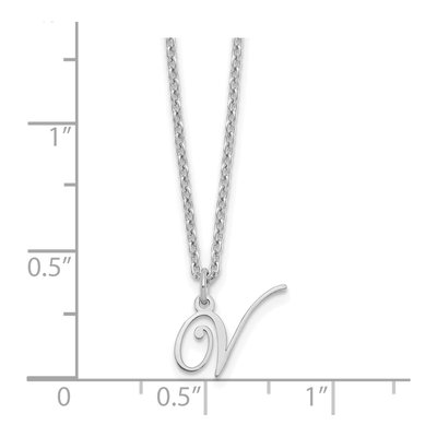 Sterling Silver Letter V Necklace – view 4