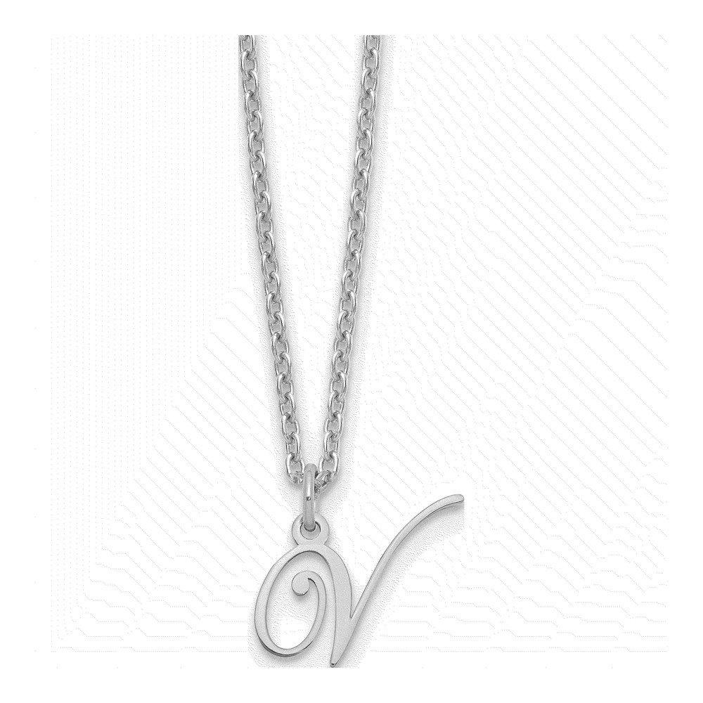Sterling Silver Letter V Necklace