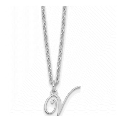 Sterling Silver Letter V Necklace