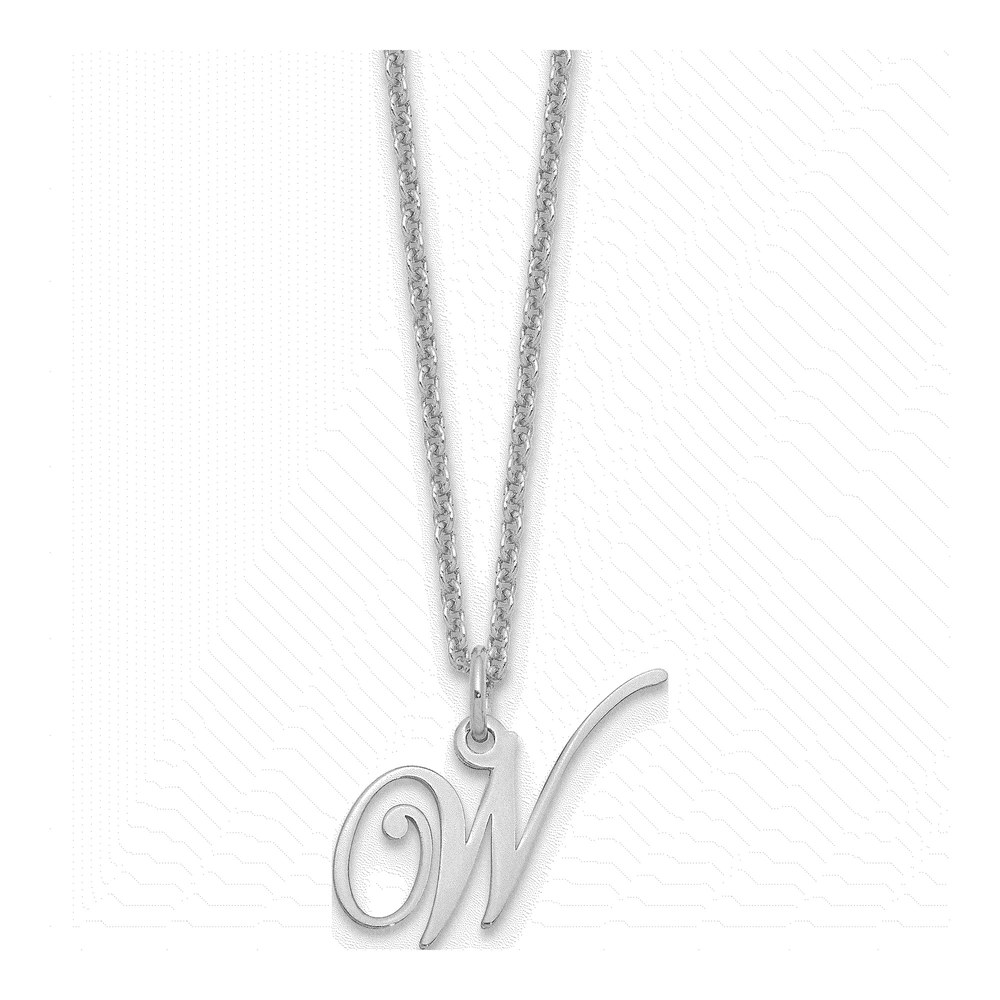 18 Inch Sterling Silver Rhodium-Plated Letter With Initial Necklace
