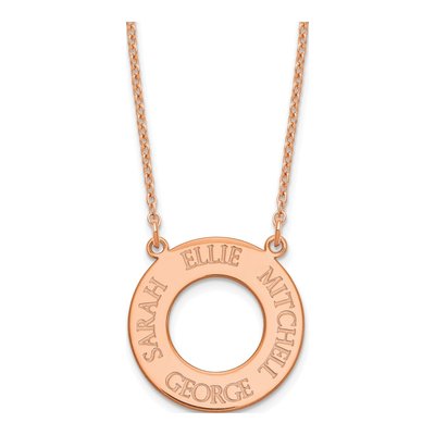 Rose Gold-Plated Sterling Silver Personalized Circle 4-Name Necklace