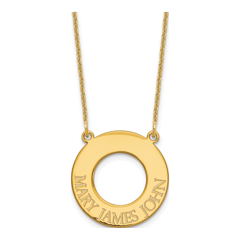 14K Yellow Gold Personalized 3-Name Circle Necklace