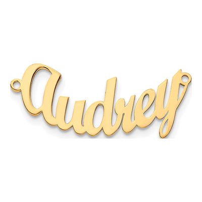 Gold-Plated Sterling Silver Curved Script Mt Font Name Plate Pendant