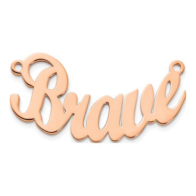 14K Rose Gold Personalized Curved Name Plate Pendant