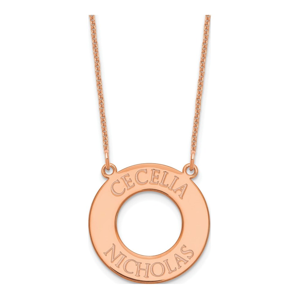 14K Rose Gold Personalized Circle Two Name Necklace