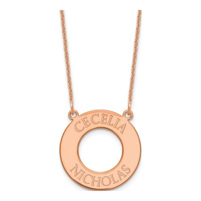 14K Rose Gold Personalized Circle Two Name Necklace