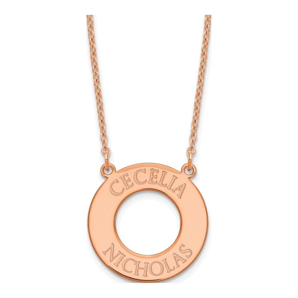 Rose Gold-Plated Sterling Silver Personalized Circle 2-Name Necklace