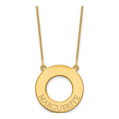 14K Yellow Gold Personalized Circle Name Necklace
