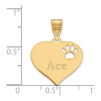 Gold-Plated Sterling Silver Personalized Heart Paw Print Pendant – view 2