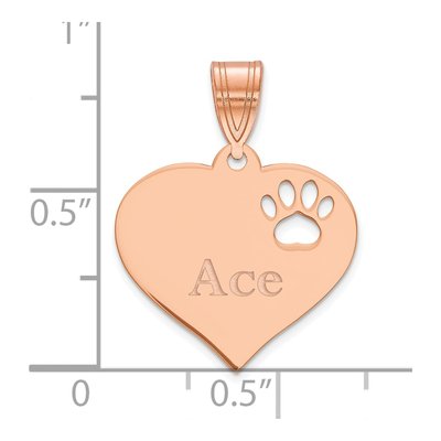 14K Rose Gold Personalized Heart Paw Print Pendant – view 2