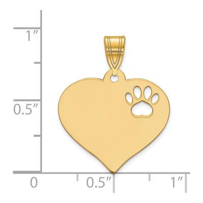 Gold-Plated Sterling Silver Heart Paw Print Pendant – view 2