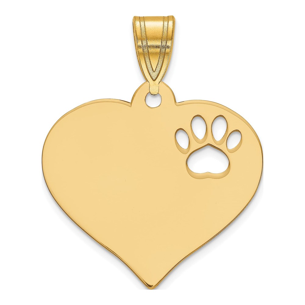 Gold-Plated Sterling Silver Heart Paw Print Pendant