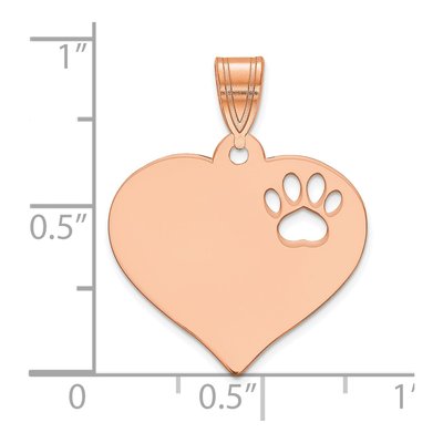 Rose Gold-Plated Sterling Silver Paw Print Heart Pendant – view 2