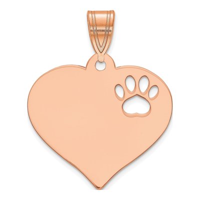 Rose Gold-Plated Sterling Silver Paw Print Heart Pendant