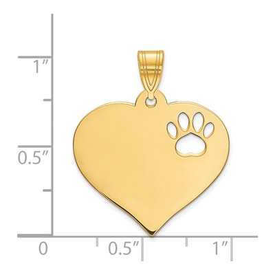 Gold-Plated Sterling Silver Heart Paw Print Pendant – view 2