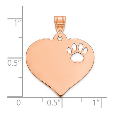 Rose Gold-Plated Sterling Silver Paw Print Heart Pendant – view 2