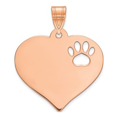 Rose Gold-Plated Sterling Silver Paw Print Heart Pendant