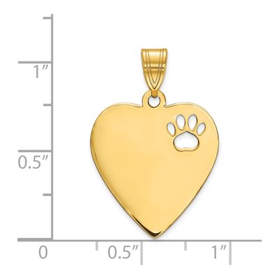 Gold-Plated Sterling Silver Paw Print Heart Pendant – view 2