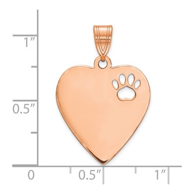 Rose Gold-Plated Sterling Silver Paw Print Heart Pendant – view 2