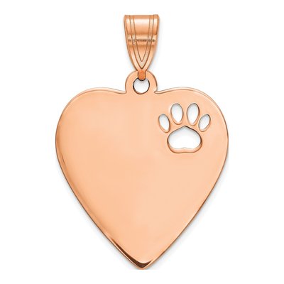 Rose Gold-Plated Sterling Silver Paw Print Heart Pendant