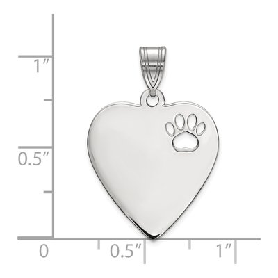 Sterling Silver Heart Paw Print Pendant – view 2