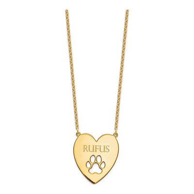 Gold-Plated Sterling Silver Personalized Paw Print Heart Necklace – view 2