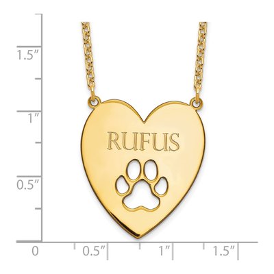 Gold-Plated Sterling Silver Personalized Paw Print Heart Necklace – view 3