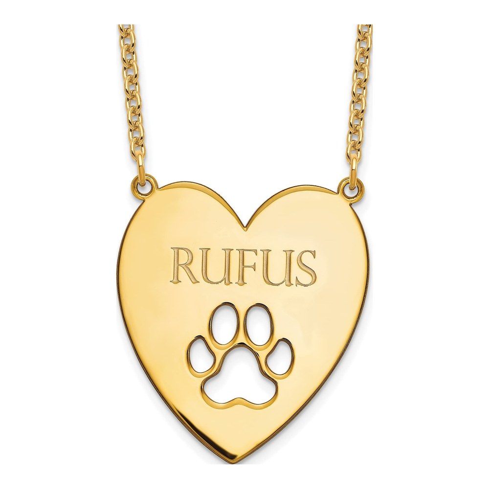 Gold-Plated Sterling Silver Personalized Paw Print Heart Necklace