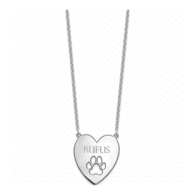 Sterling Silver Heart Paw Print Necklace – view 2