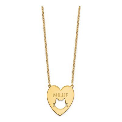 Gold-Plated Sterling Silver Heart Cat Face Necklace – view 2