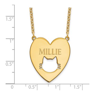 Gold-Plated Sterling Silver Heart Cat Face Necklace – view 3