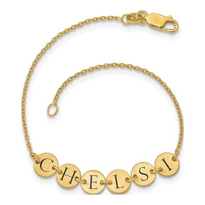 Gold-Plated Sterling Silver Personalized Letter Disc Bracelet – view 4
