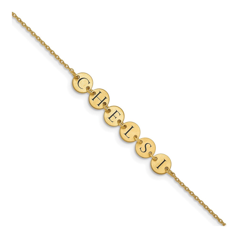 Gold-Plated Sterling Silver Personalized Letter Disc Bracelet