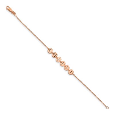 Rose Gold-Plated Sterling Silver Rose-Gold Letter Disc Bracelet – view 2