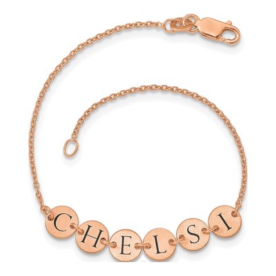 Rose Gold-Plated Sterling Silver Rose-Gold Letter Disc Bracelet – view 3