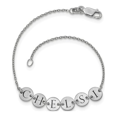 14K White Gold Personalized Letter Disc Bracelet – view 3