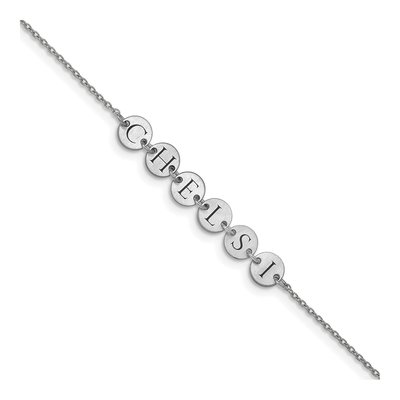 14K White Gold Personalized Letter Disc Bracelet