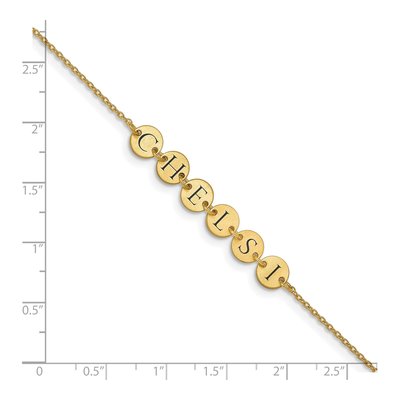 14K Yellow Gold Epoxy Letter Disc Bracelet – view 4