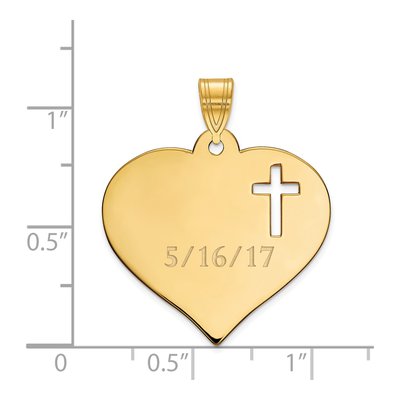 Gold-Plated Sterling Silver Personalized Heart Cross Pendant – view 2