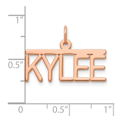14K Rose Gold Arial Rounded Font Name Plate Pendant – view 2