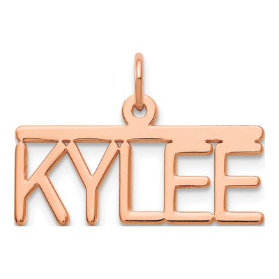 14K Rose Gold Arial Rounded Font Name Plate Pendant