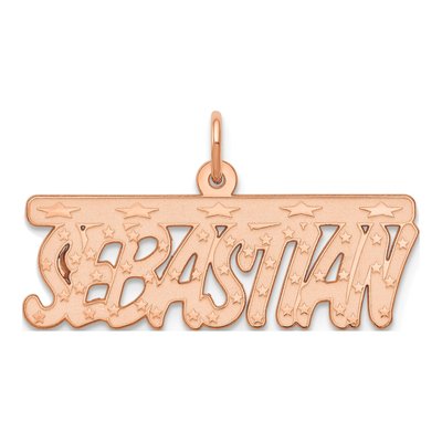 14K Rose Gold Bellamy Font Name Plate Pendant – view 4