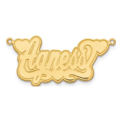 Gold-Plated Sterling Silver Personalized Etched Hearts Name Plate Pendant
