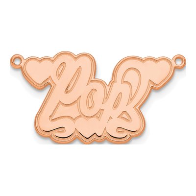 14K Rose Gold Personalized Etched Hearts Name Plate Pendant – view 2