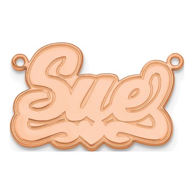 14K Rose Gold Personalized Etched Heart Name Plate Pendant – view 2